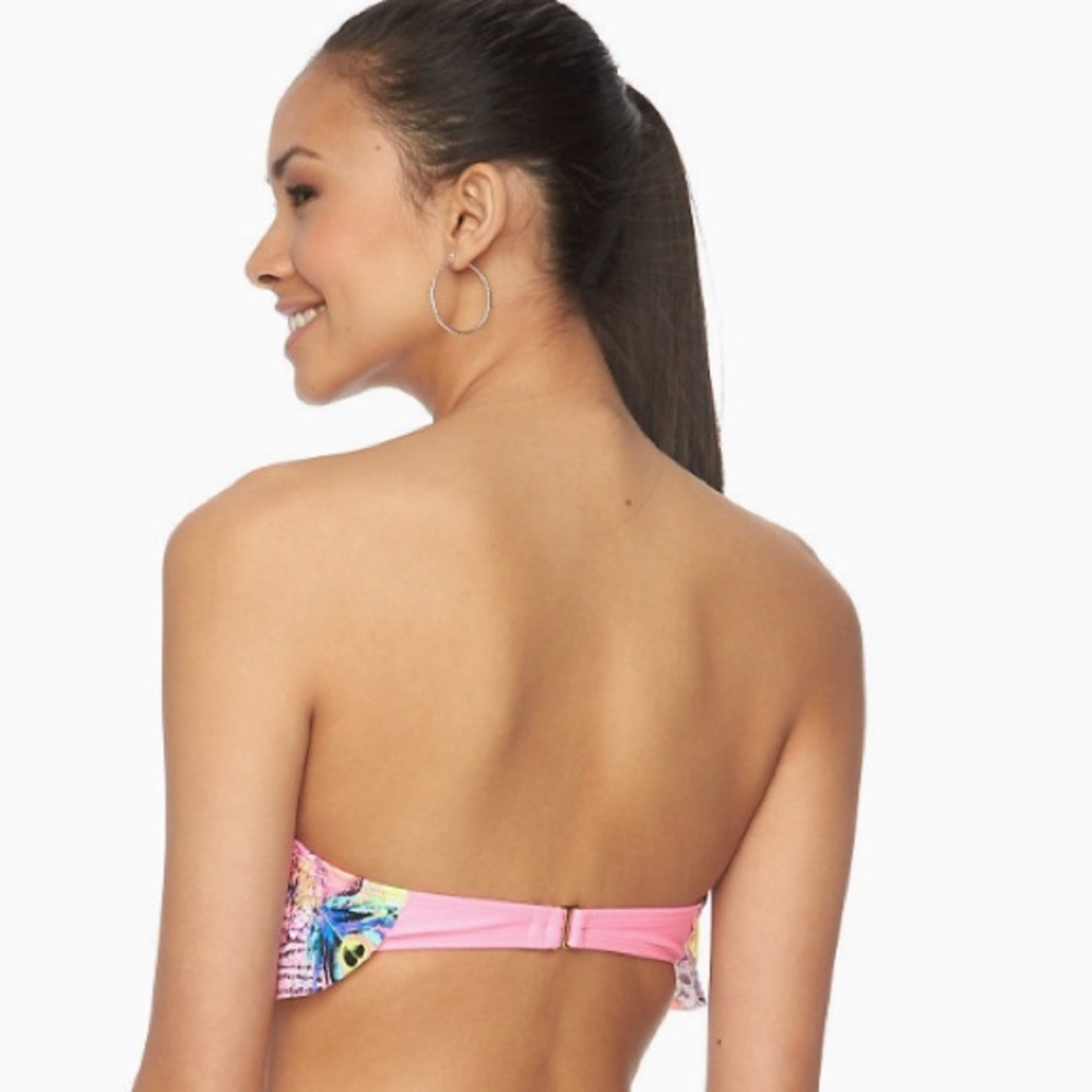 Breaking Waves Peacock Pushup Flounce Bikini Top,M - image 3